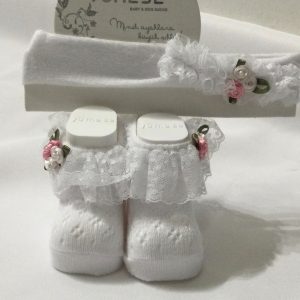 ENSEMBLE CHAUSSETTE ET BANDEAU BÉBÉ