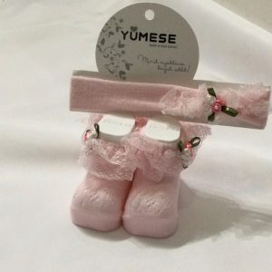 ENSEMBLE CHAUSSETTE ET BANDEAU BÉBÉ