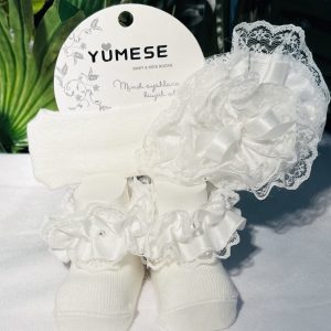 ENSEMBLE CHAUSSETTE ET BANDEAU BÉBÉ